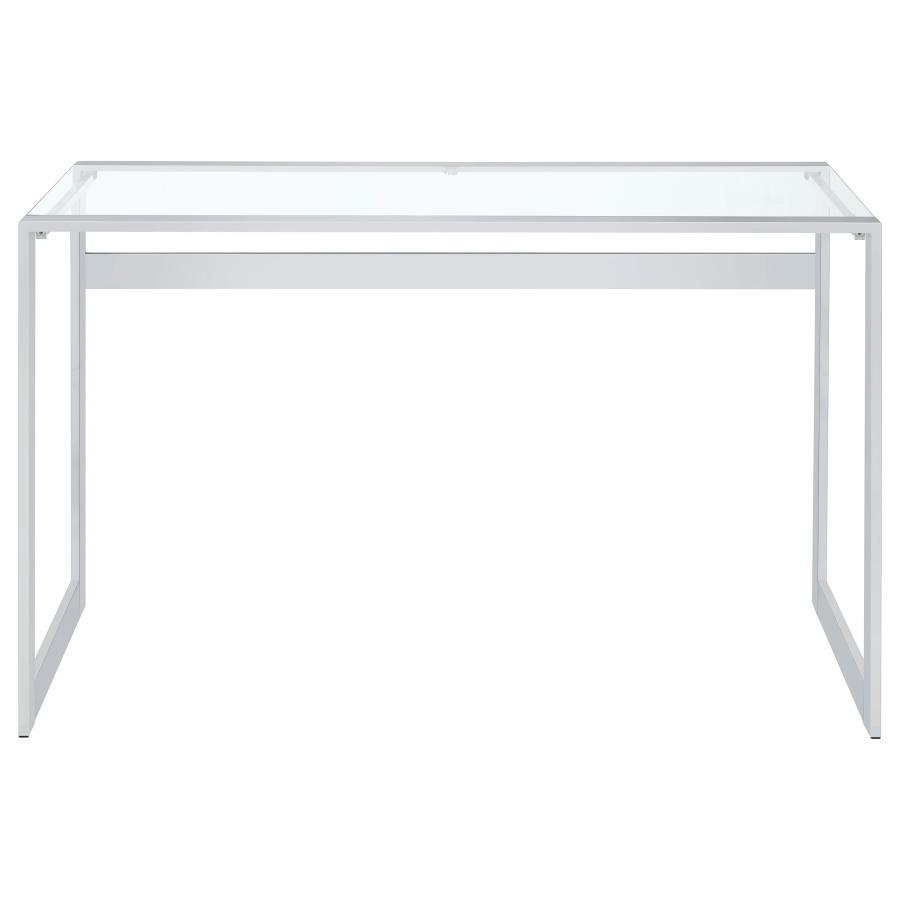 Hartford - Glass Top Writing Desk - Chrome Writing Desk modern furniture Contempo Furniture