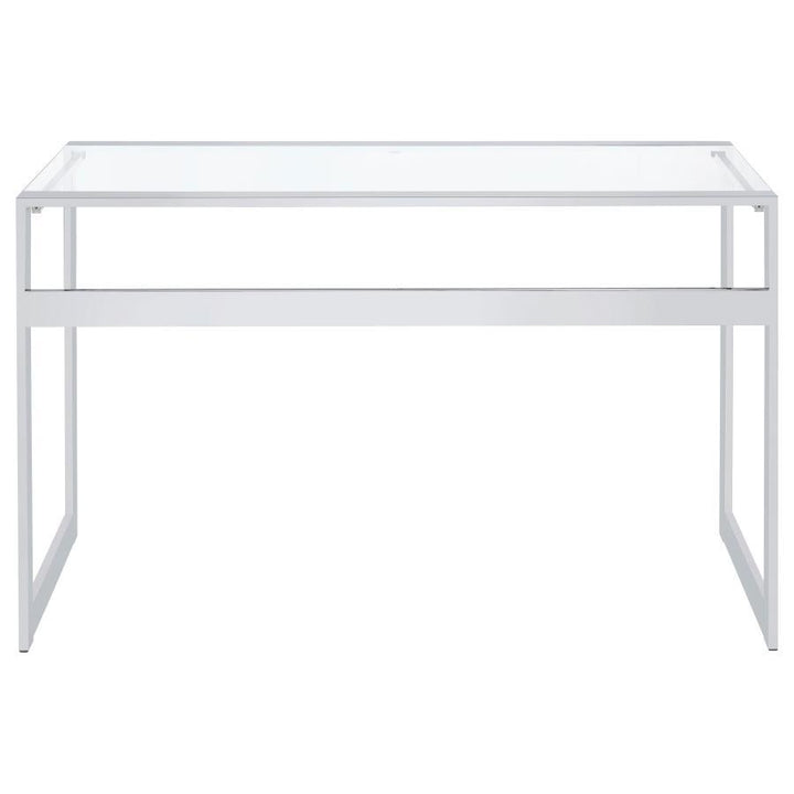 Hartford - Glass Top Writing Desk - Chrome Writing Desk modern furniture Contempo Furniture