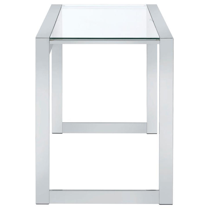 Hartford - Glass Top Writing Desk - Chrome Writing Desk modern furniture Contempo Furniture
