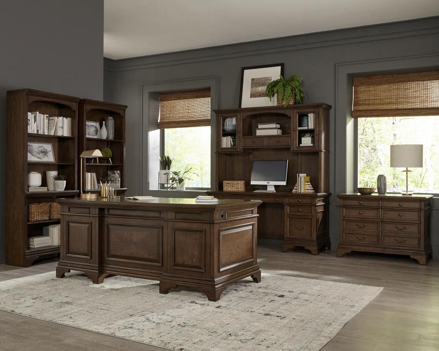 Hartshill - 5 - Shelf Bookcase - Burnished Oak Standard Bookcase modern furniture Contempo Furniture