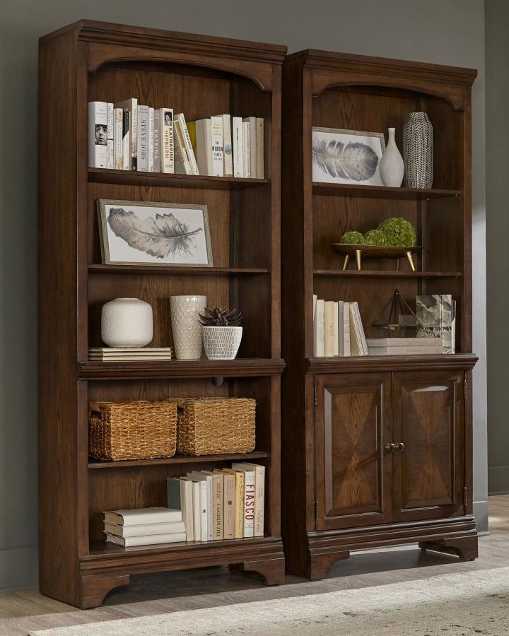 Hartshill - 5 - Shelf Bookcase - Burnished Oak Standard Bookcase modern furniture Contempo Furniture