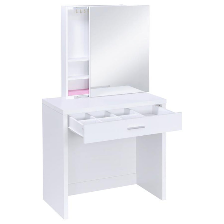 Harvey - Vanity Set With Lift - Top Stool - White Vanity Set modern furniture Contempo Furniture