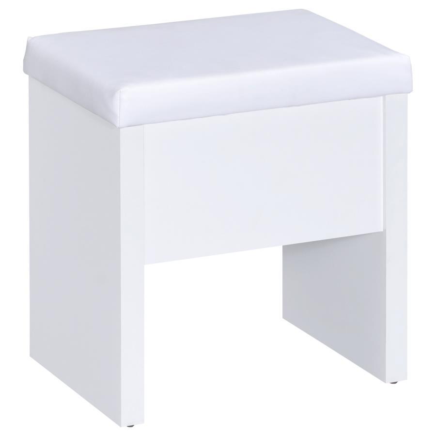 Harvey - Vanity Set With Lift - Top Stool - White Vanity Set modern furniture Contempo Furniture