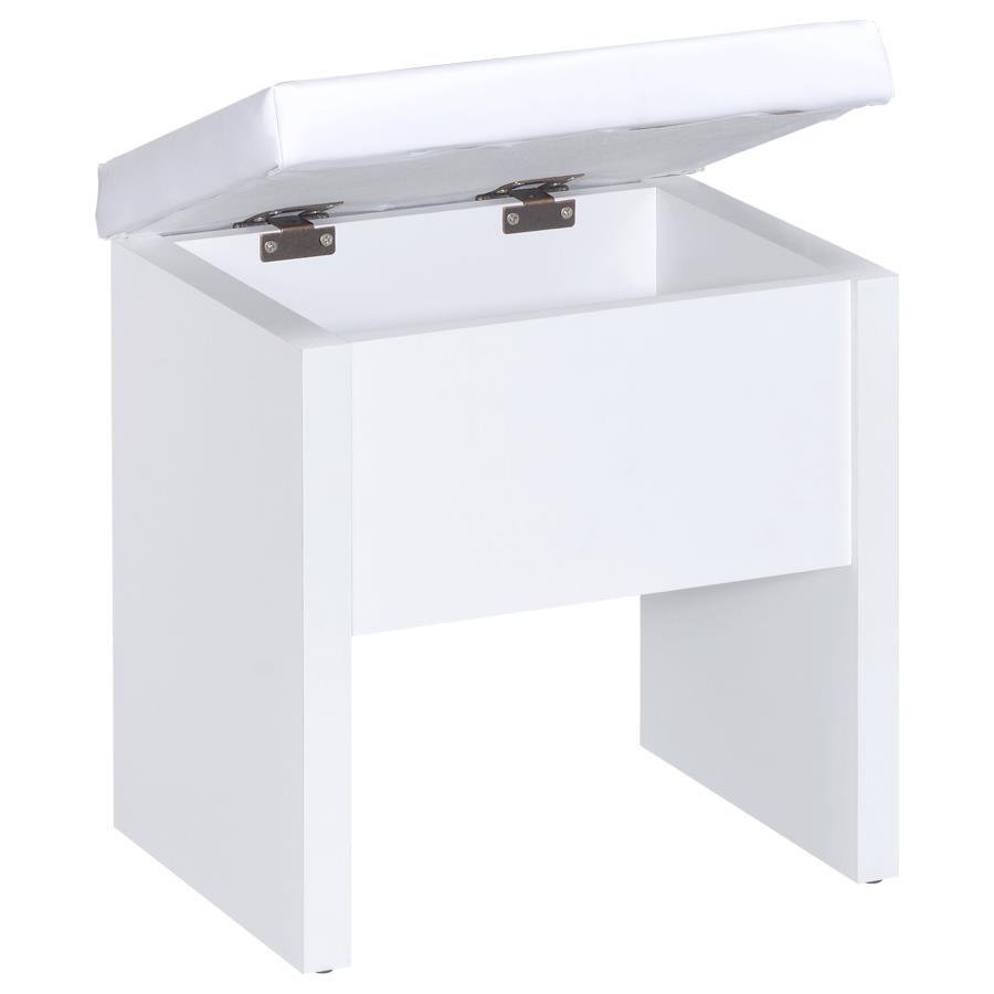 Harvey - Vanity Set With Lift - Top Stool - White Vanity Set modern furniture Contempo Furniture