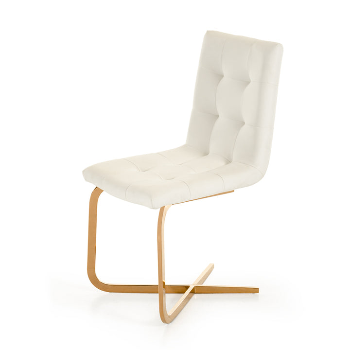 Haslet - Modern White &amp; Rosegold Dining Chair (Set of 2)