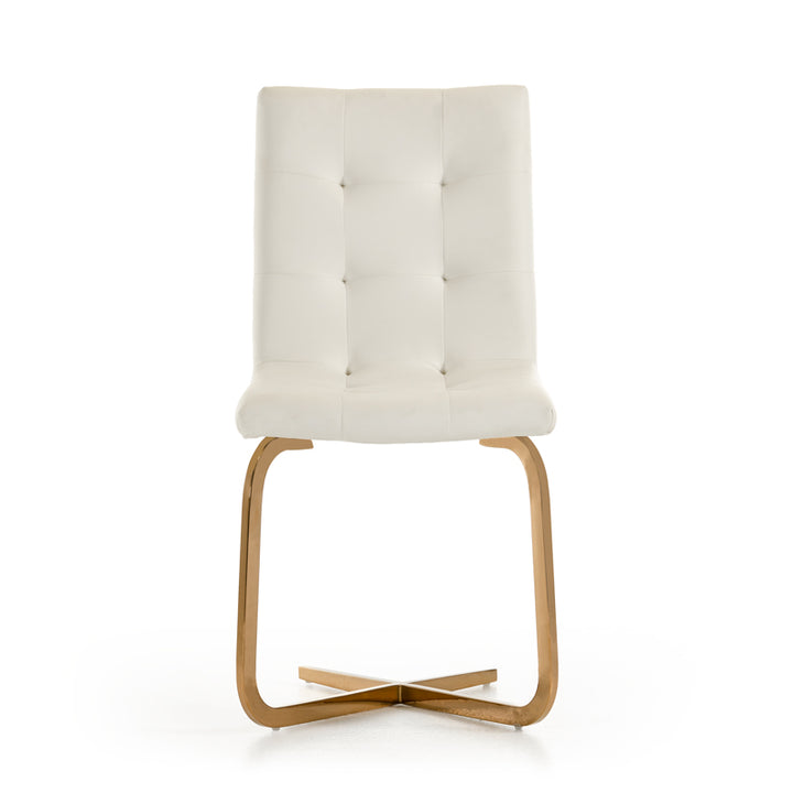 Haslet - Modern White &amp; Rosegold Dining Chair (Set of 2)