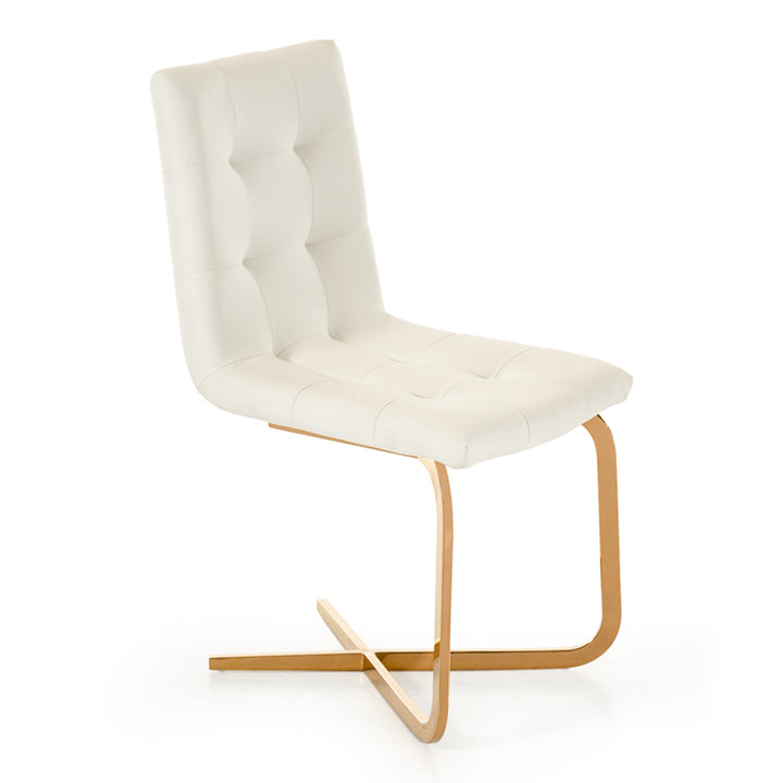 Haslet - Modern White &amp; Rosegold Dining Chair (Set of 2)