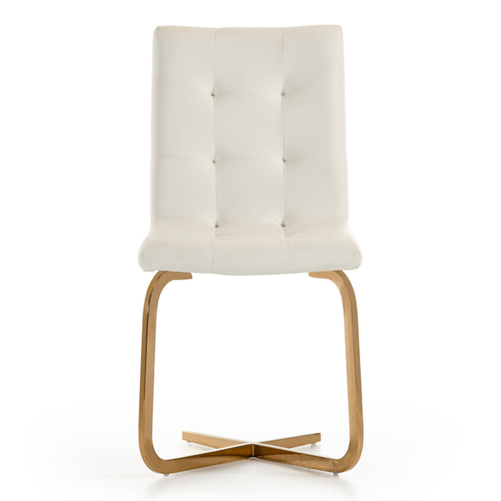 Haslet - Modern White &amp; Rosegold Dining Chair (Set of 2)
