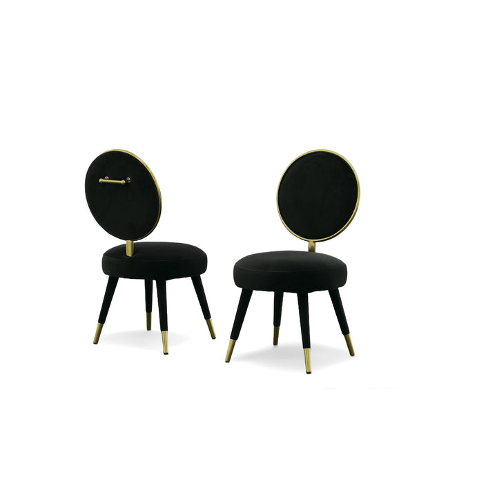 Haswell - Glam Black Velvet Accent Chair (Set of Two)