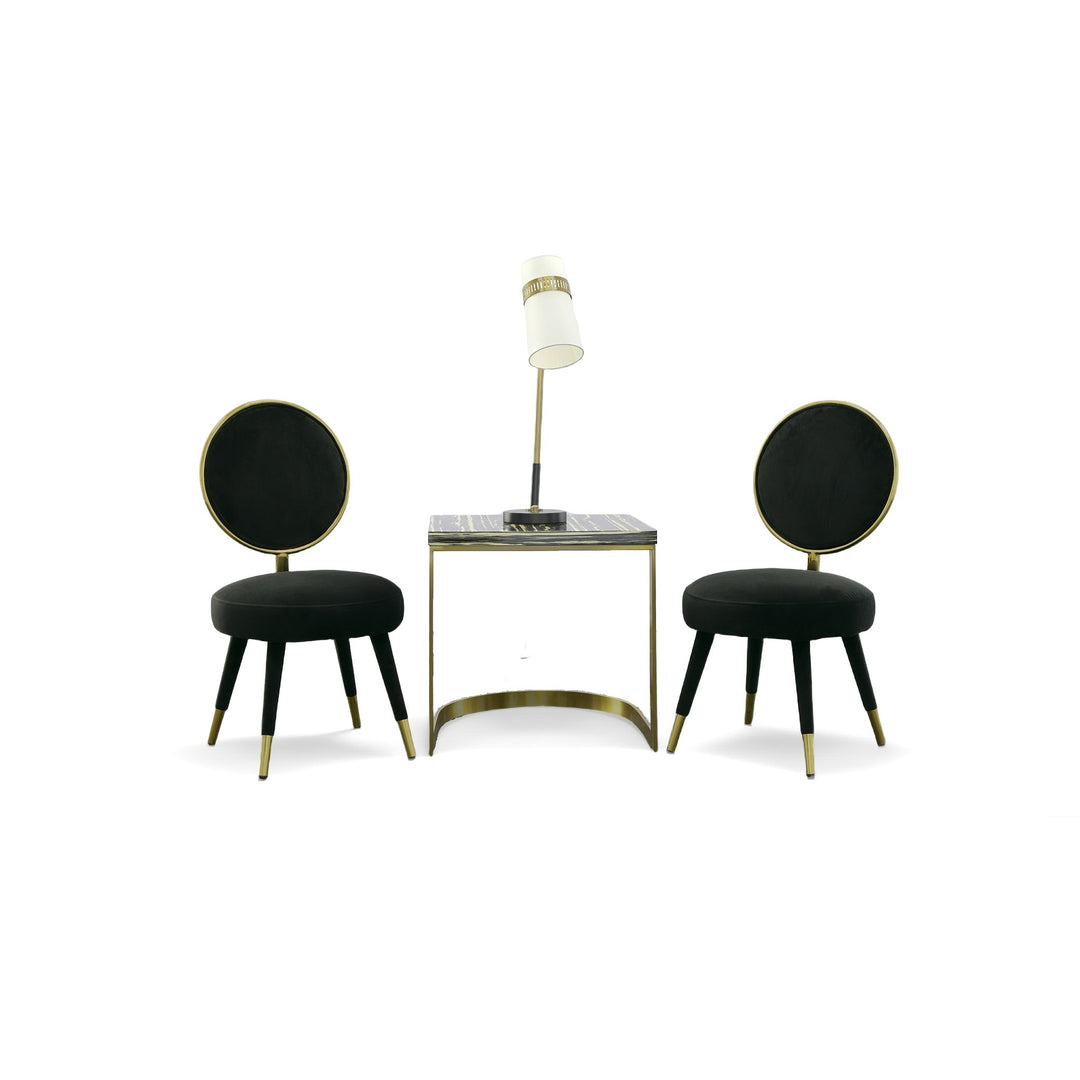 Haswell - Glam Black Velvet Accent Chair (Set of Two)