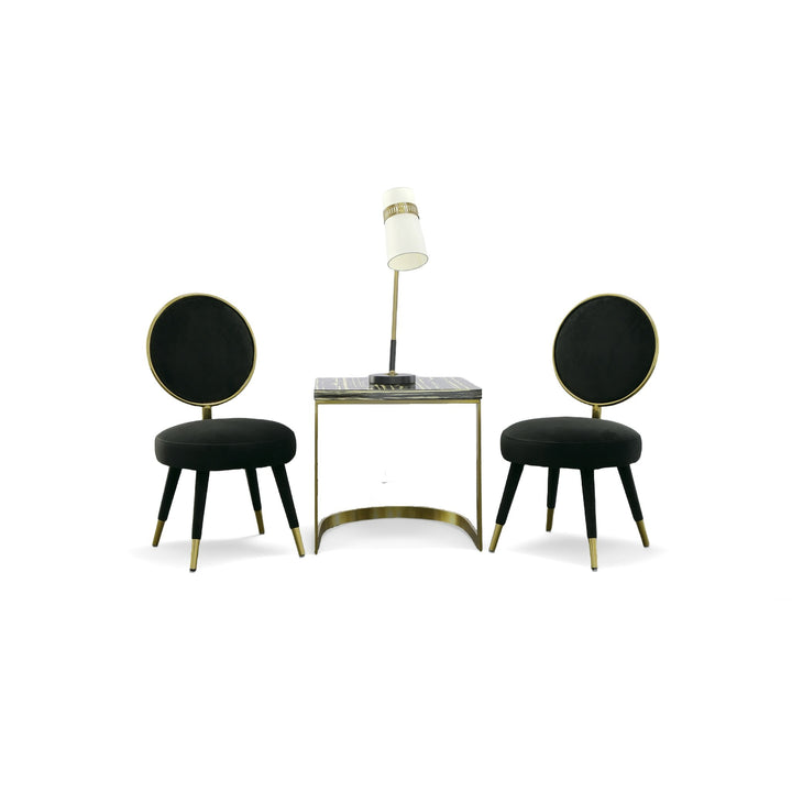 Haswell - Glam Black Velvet Accent Chair (Set of Two)