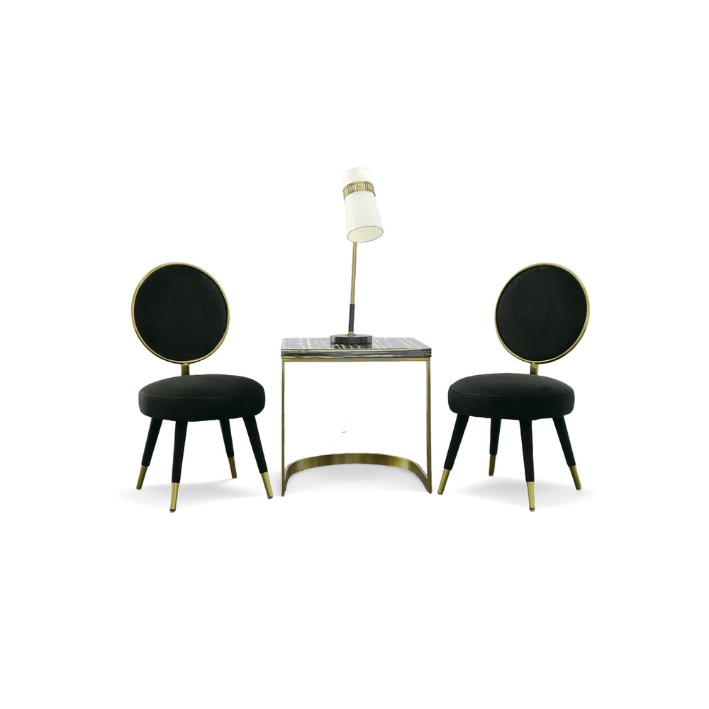 Haswell - Glam Black Velvet Accent Chair (Set of Two) - View 3