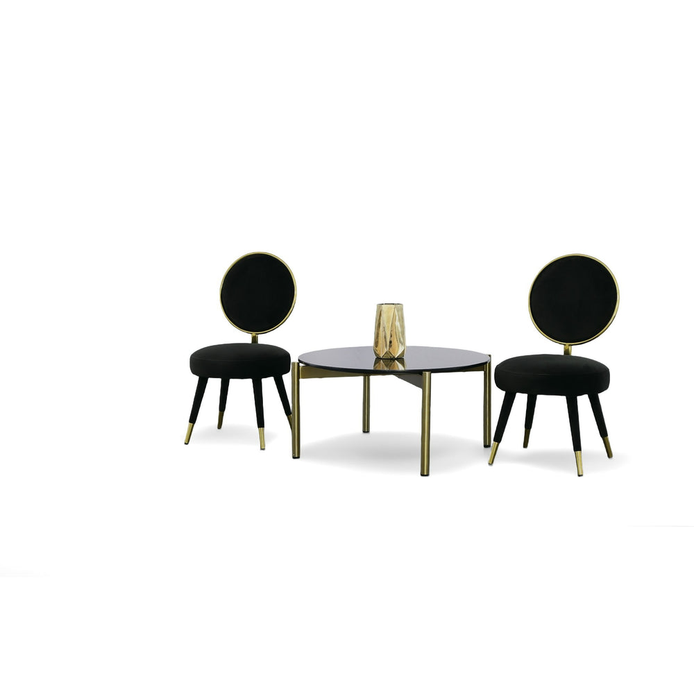 Haswell - Glam Black Velvet Accent Chair (Set of Two) - View 5
