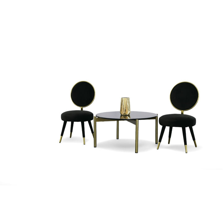 Haswell - Glam Black Velvet Accent Chair (Set of Two)