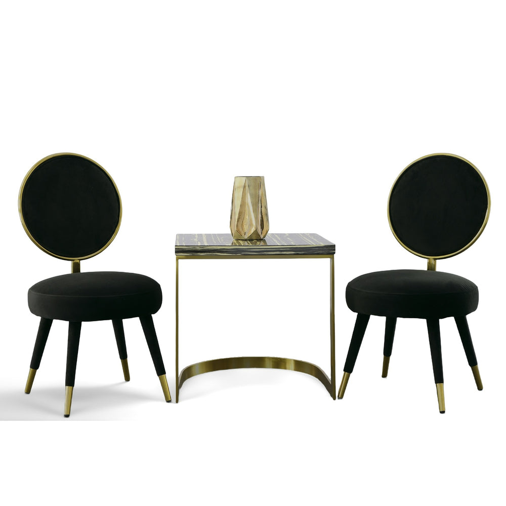 Haswell - Glam Black Velvet Accent Chair (Set of Two) - View 2