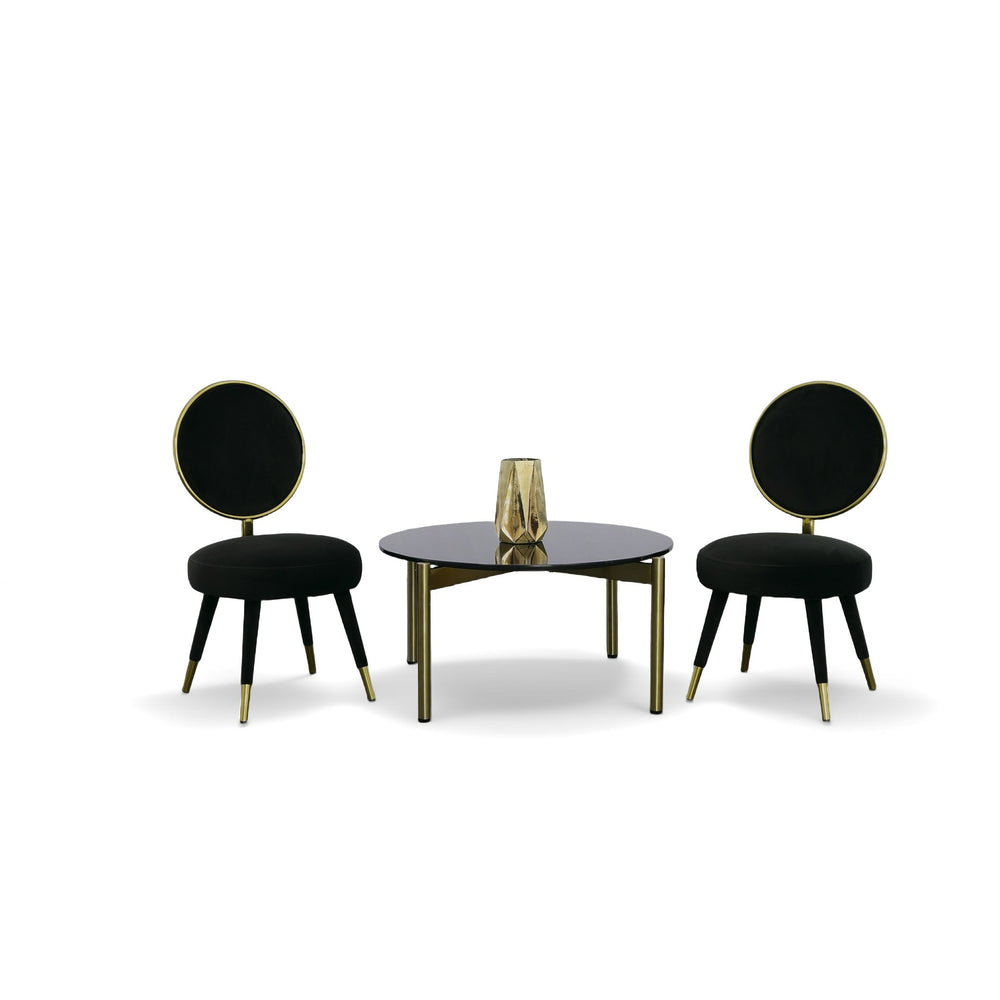 Haswell - Glam Black Velvet Accent Chair (Set of Two) - View 4
