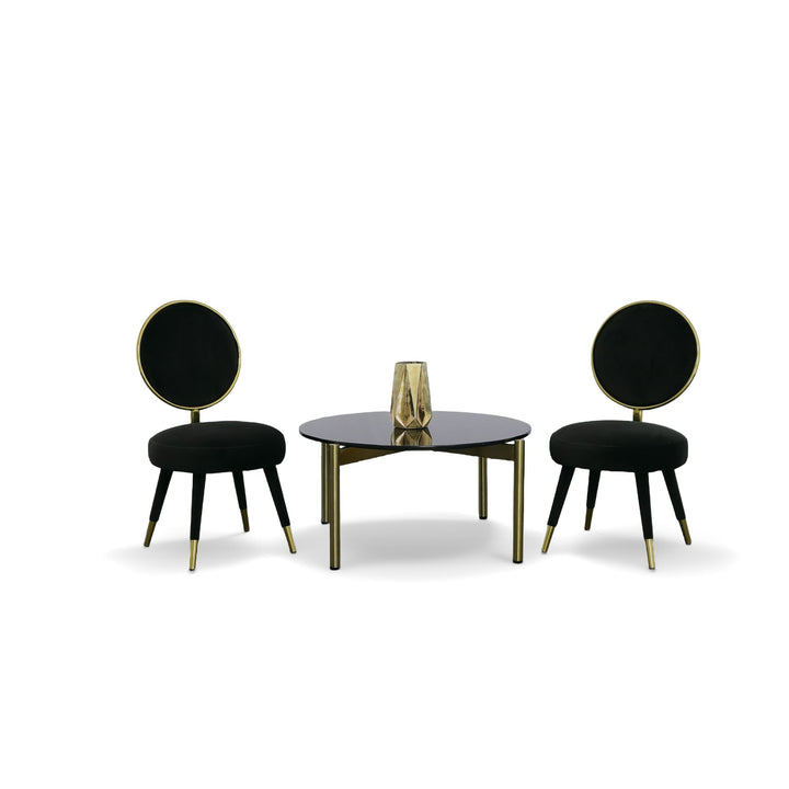Haswell - Glam Black Velvet Accent Chair (Set of Two)