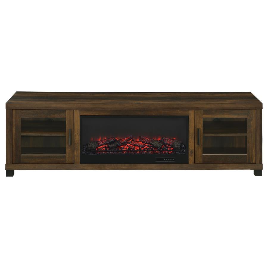 Havering - 71" TV Stand Fireplace Media Console - Dark Pine Fireplace TV Stand modern furniture Contempo Furniture