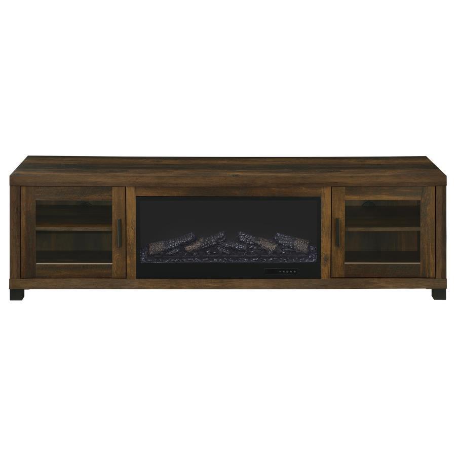 Havering - 71" TV Stand Fireplace Media Console - Dark Pine Fireplace TV Stand modern furniture Contempo Furniture