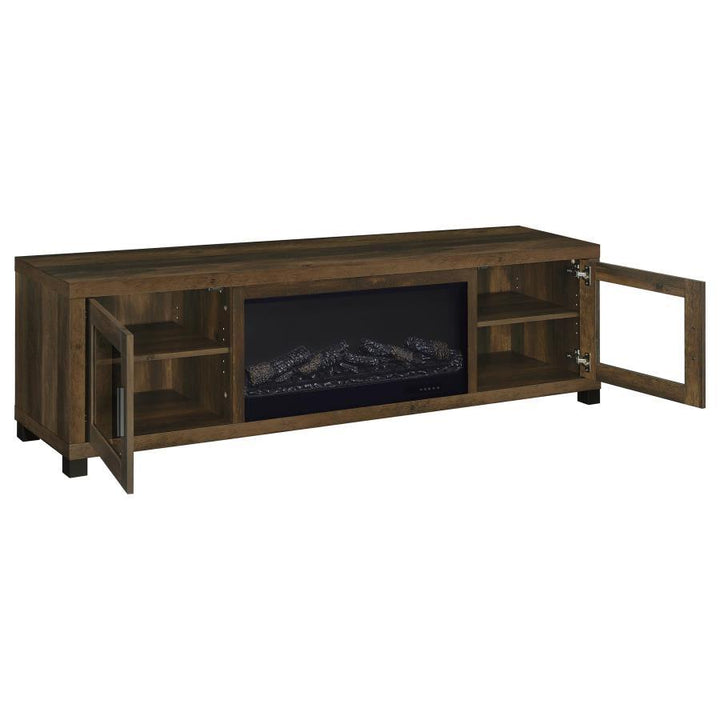 Havering - 71" TV Stand Fireplace Media Console - Dark Pine Fireplace TV Stand modern furniture Contempo Furniture