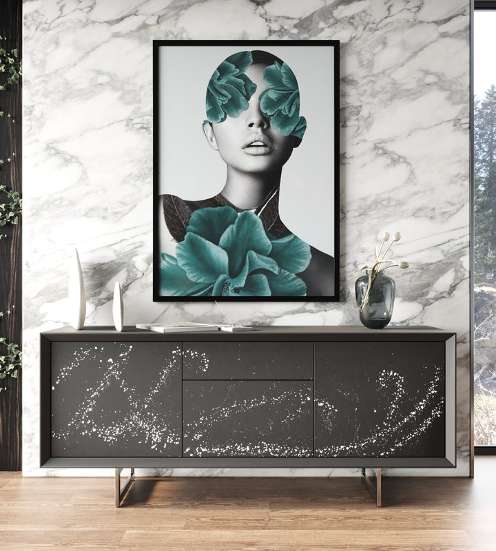 Hawick - Contemporary Dark Grey + Abstract White Paint Buffet