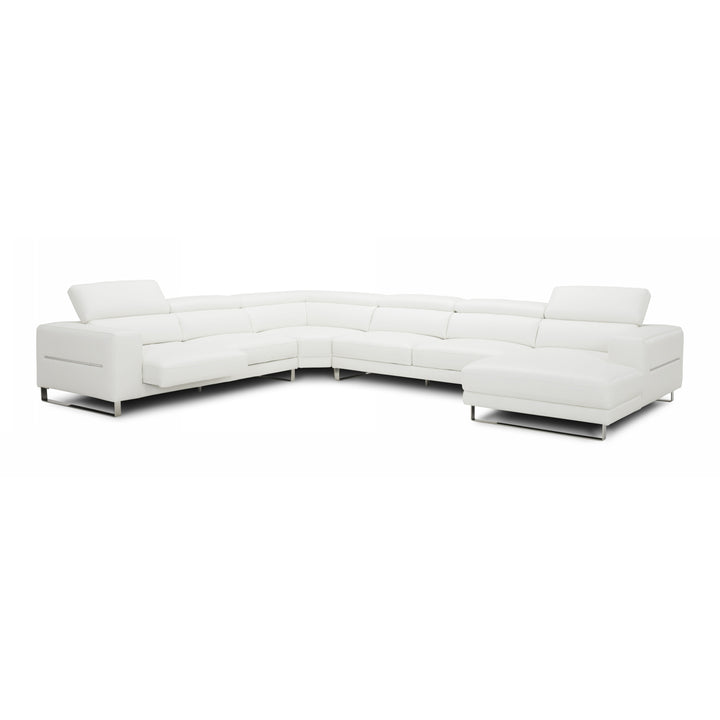 Hawkey - Contemporary White Full Leather U Shaped Sectional Sofa