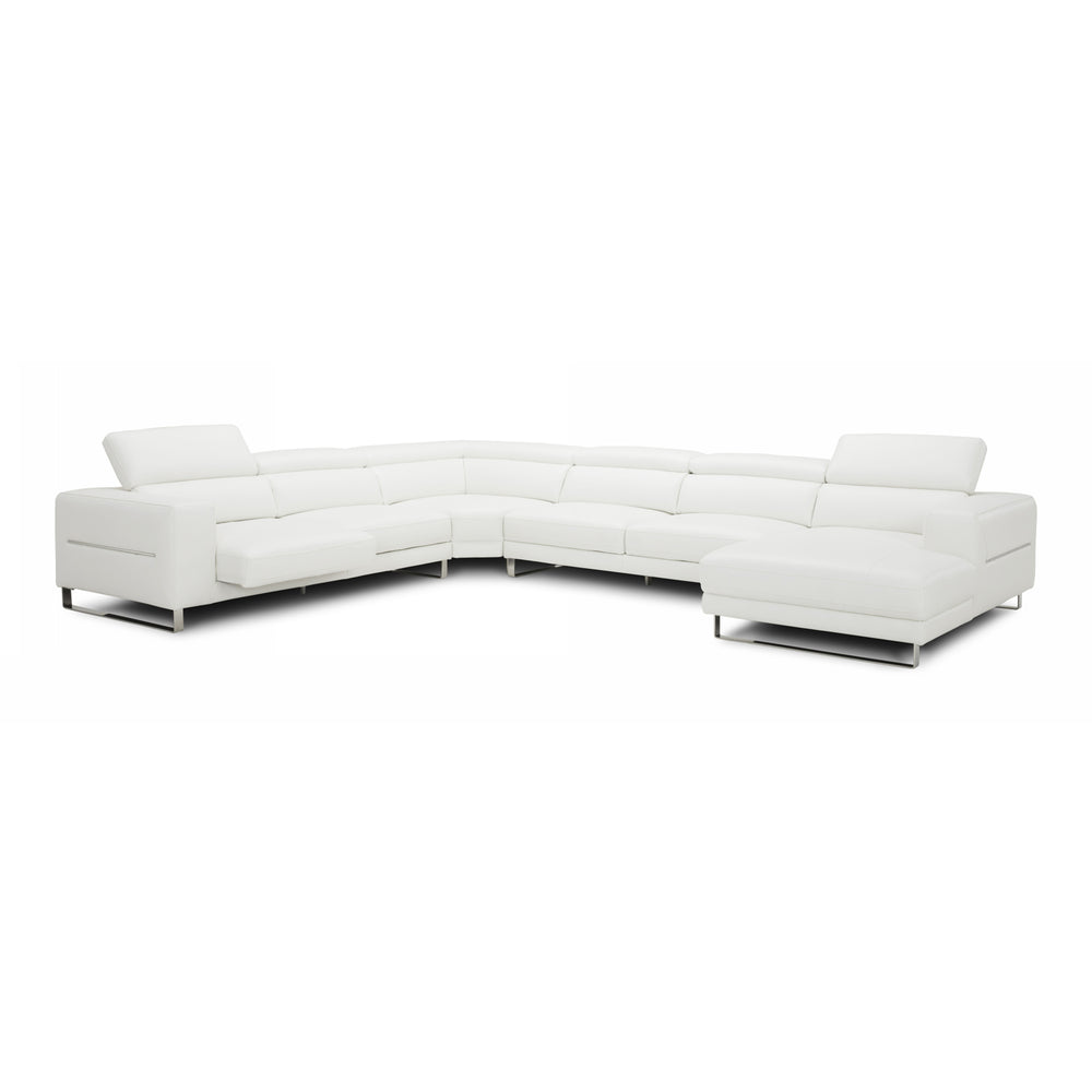 Hawkey - Contemporary White Full Leather U Shaped Sectional Sofa - View 5