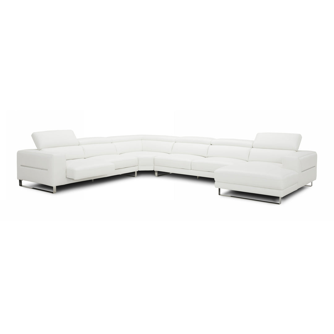 Hawkey - Contemporary White Full Leather U Shaped Sectional Sofa