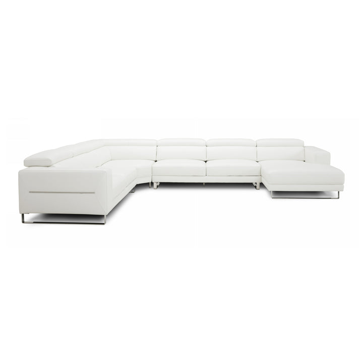Hawkey - Contemporary White Full Leather U Shaped Sectional Sofa