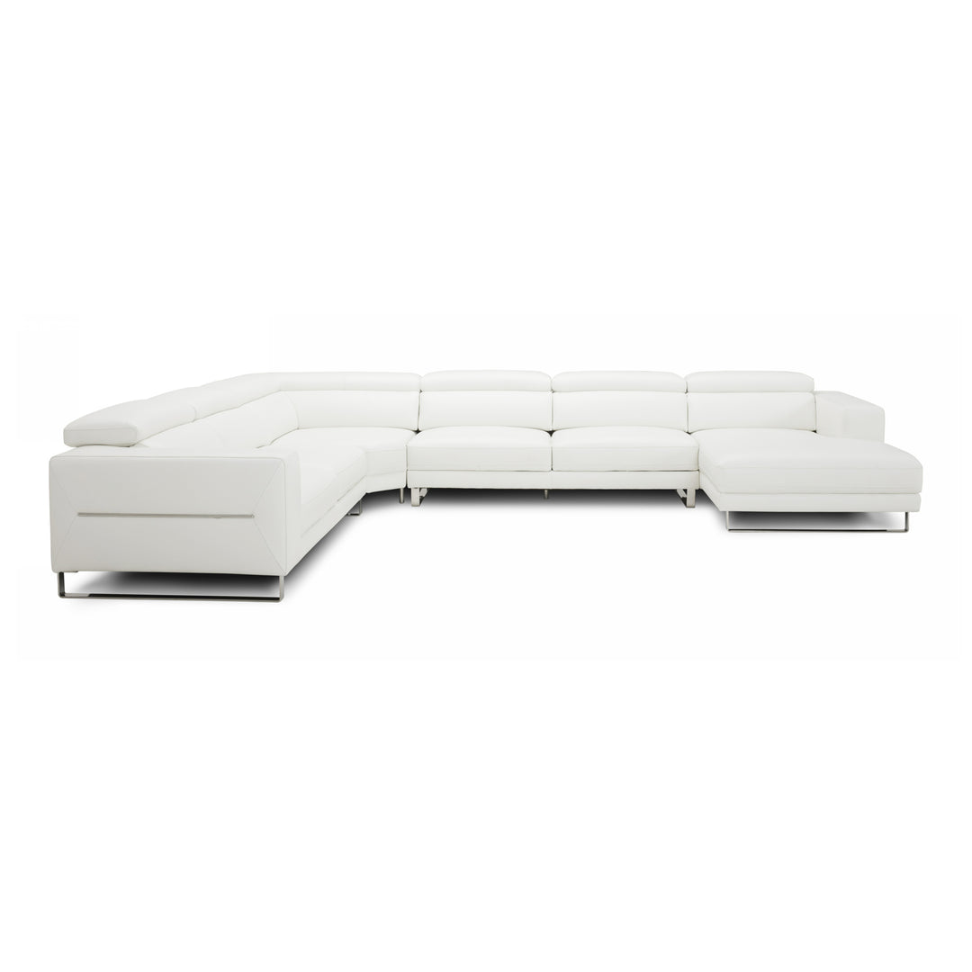 Hawkey - Contemporary White Full Leather U Shaped Sectional Sofa