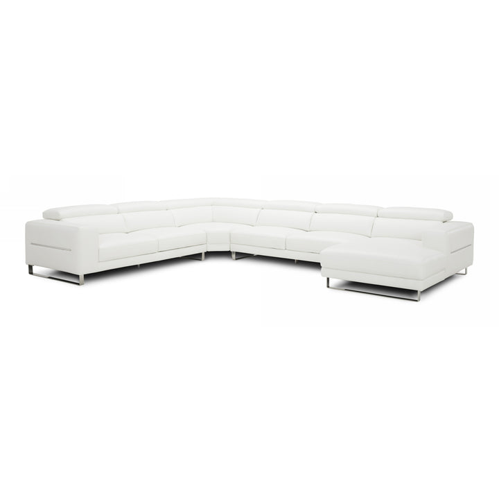 Hawkey - Contemporary White Full Leather U Shaped Sectional Sofa
