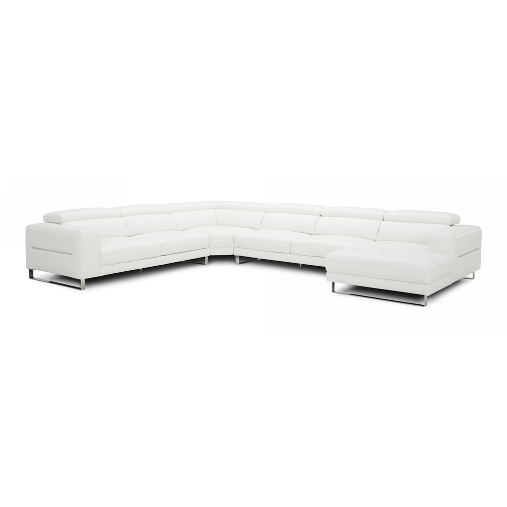 Hawkey - Contemporary White Full Leather U Shaped Sectional Sofa