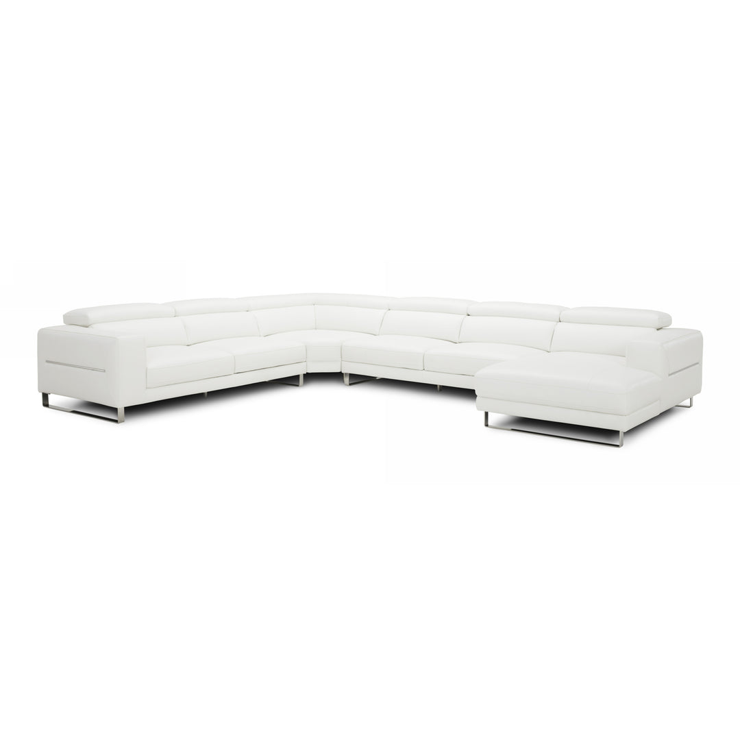 Hawkey - Contemporary White Full Leather U Shaped Sectional Sofa