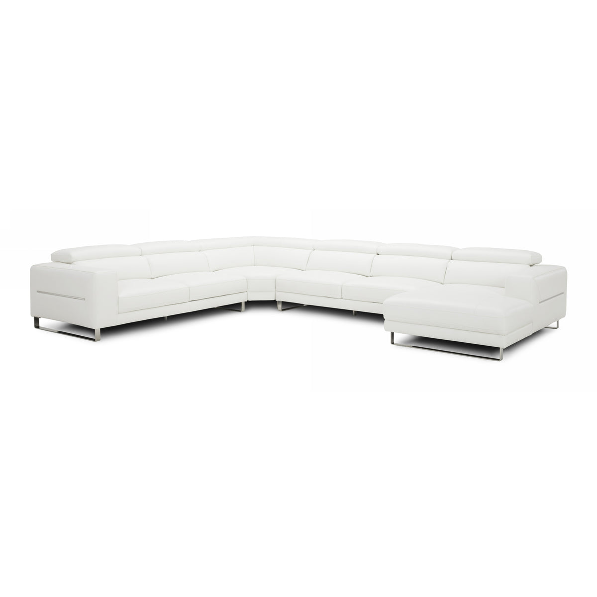 Hawkey - Contemporary White Full Leather U Shaped Sectional Sofa