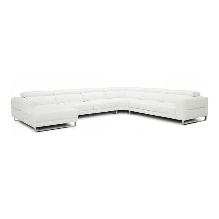 Hawkey - Contemporary White Full Leather U Shaped Left Facing Sectional Sofa