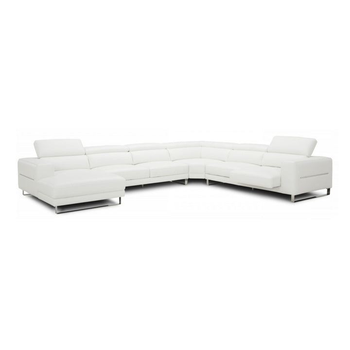 Hawkey - Contemporary White Full Leather U Shaped Left Facing Sectional Sofa