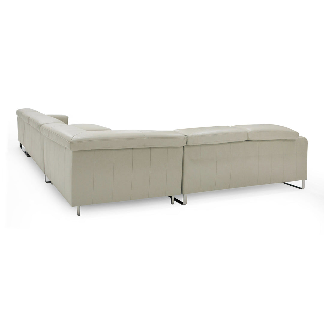 Hawkey - Contemporary Light Grey Leather LAF Chaise Sectional Sofa