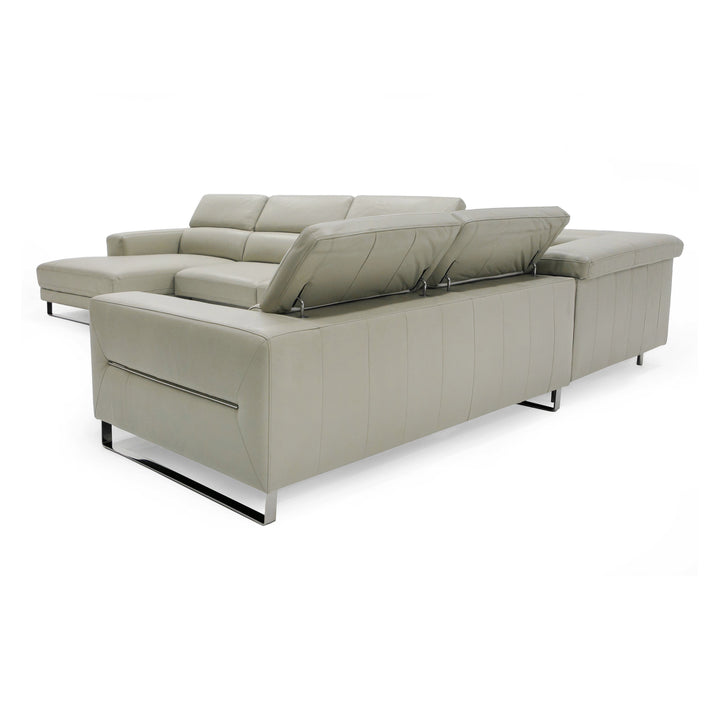 Hawkey - Contemporary Light Grey Leather LAF Chaise Sectional Sofa