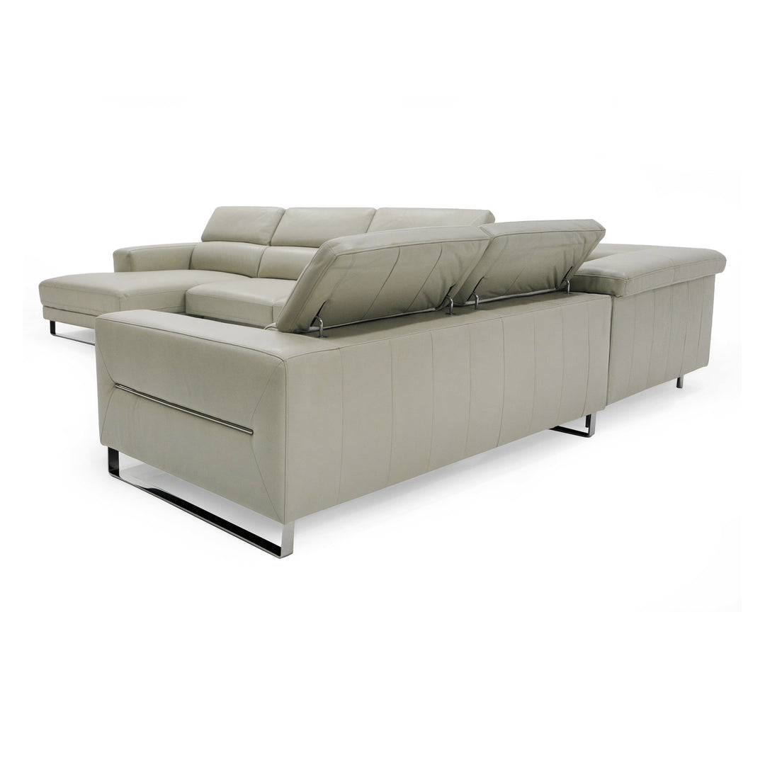 Hawkey - Contemporary Light Grey Leather LAF Chaise Sectional Sofa