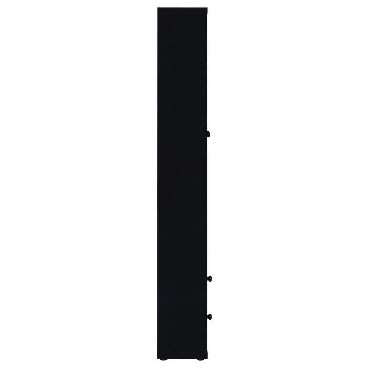 Hawthorne - 4 - Shelf Glass Door Tall Cabinet With Drawers - Black Display Cabinet modern furniture Contempo Furniture