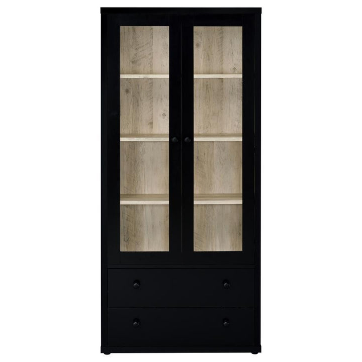 Hawthorne - 4 - Shelf Glass Door Tall Cabinet With Drawers - Black Display Cabinet modern furniture Contempo Furniture
