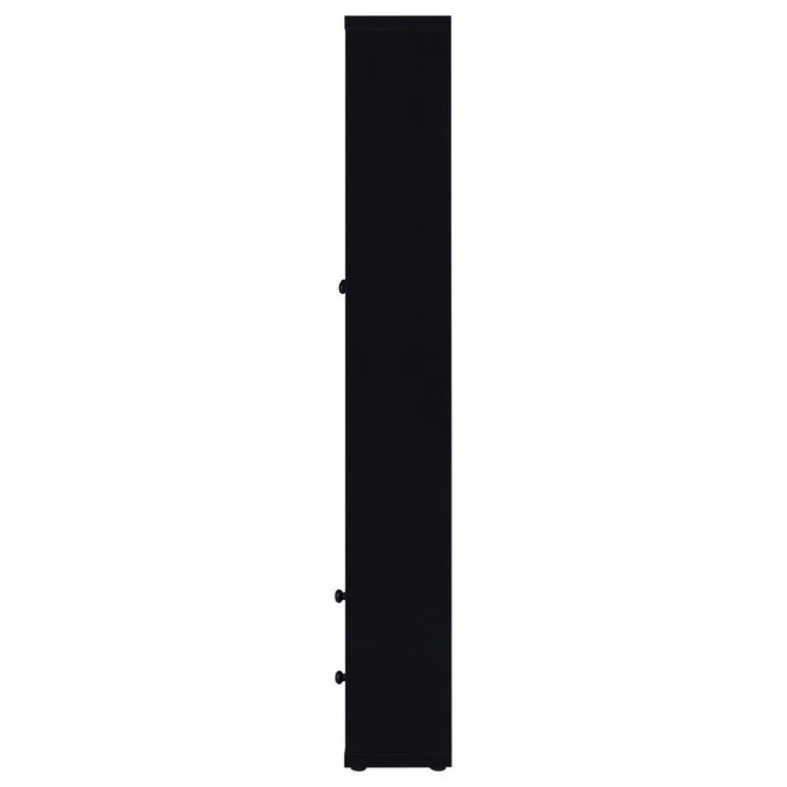 Hawthorne - 4 - Shelf Glass Door Tall Cabinet With Drawers - Black Display Cabinet modern furniture Contempo Furniture