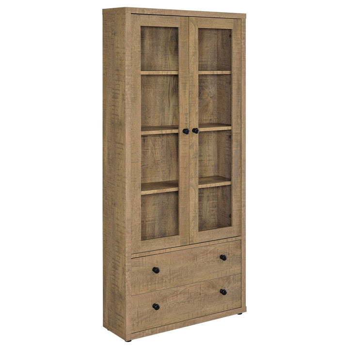 Hawthorne - 4 - Shelf Glass Door Tall Cabinet With Drawers - Mango Display Cabinet modern furniture Contempo Furniture