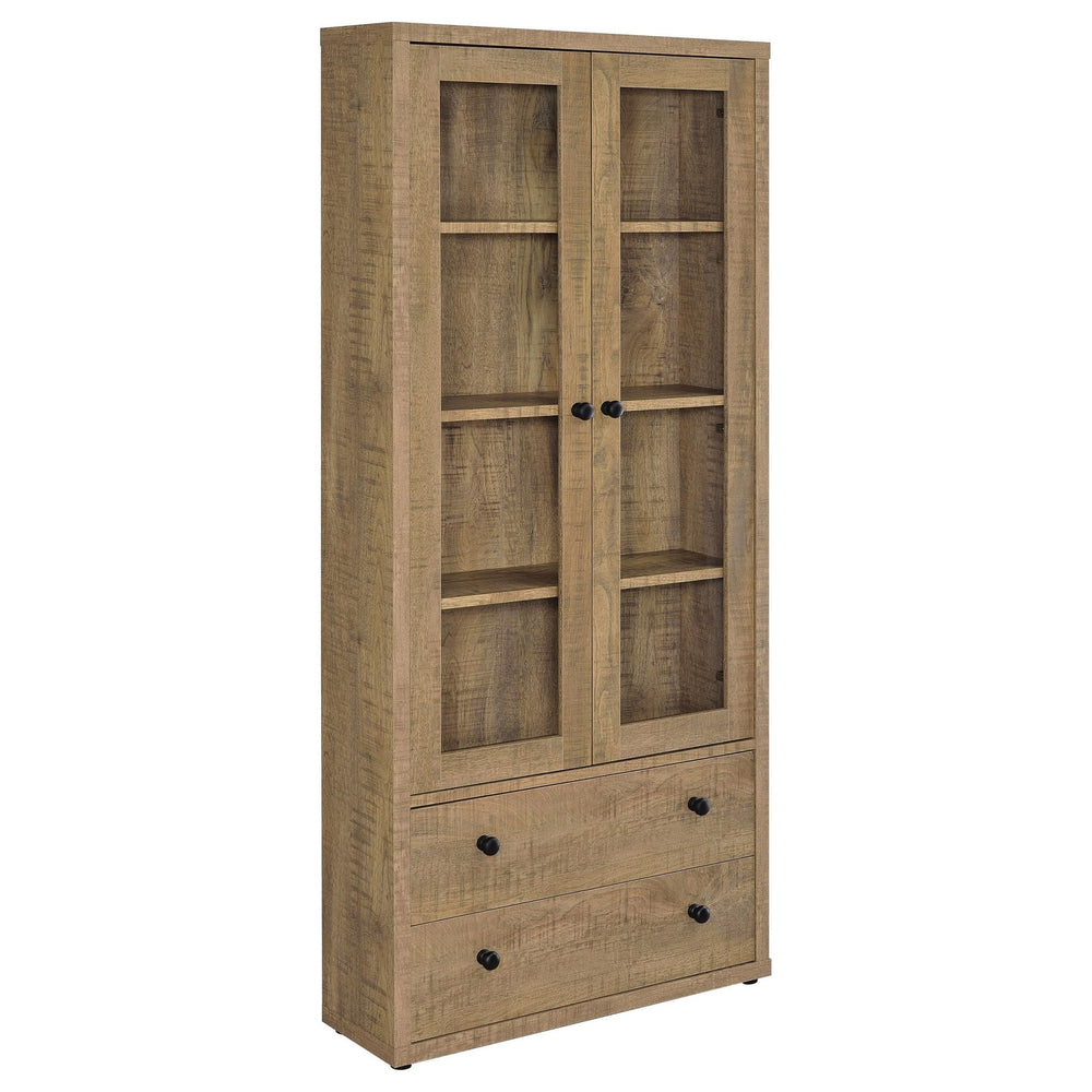 Hawthorne - 4 - Shelf Glass Door Tall Cabinet With Drawers - Mango Display Cabinet modern furniture Contempo Furniture