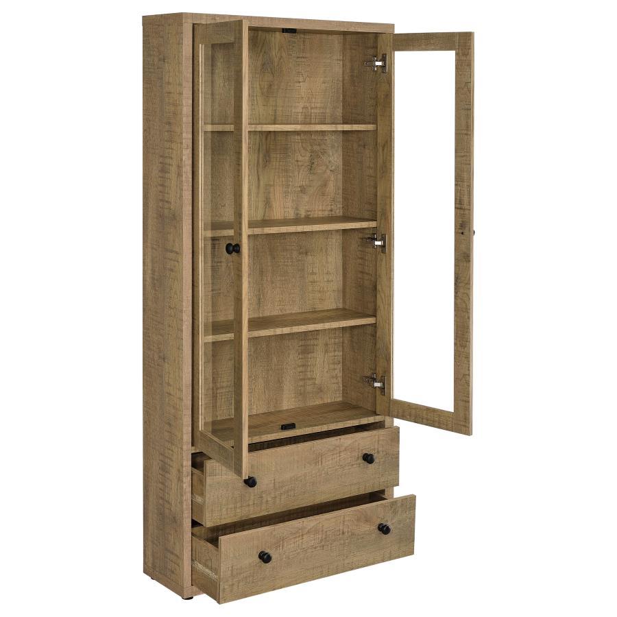 Hawthorne - 4 - Shelf Glass Door Tall Cabinet With Drawers - Mango Display Cabinet modern furniture Contempo Furniture