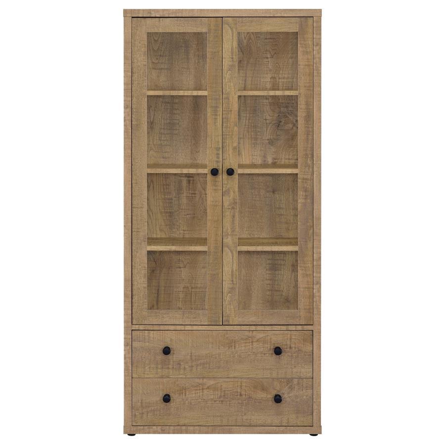 Hawthorne - 4 - Shelf Glass Door Tall Cabinet With Drawers - Mango Display Cabinet modern furniture Contempo Furniture