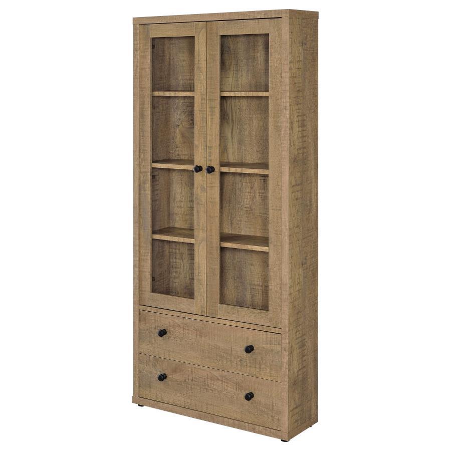 Hawthorne - 4 - Shelf Glass Door Tall Cabinet With Drawers - Mango Display Cabinet modern furniture Contempo Furniture