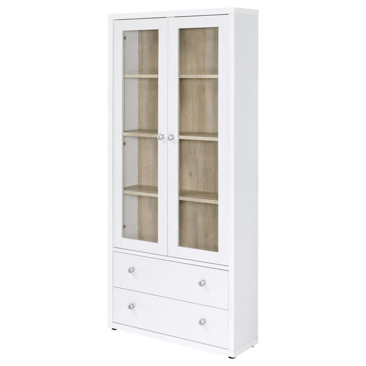 Hawthorne - 4 - Shelf Glass Door Tall Cabinet With Drawers - White Display Cabinet modern furniture Contempo Furniture