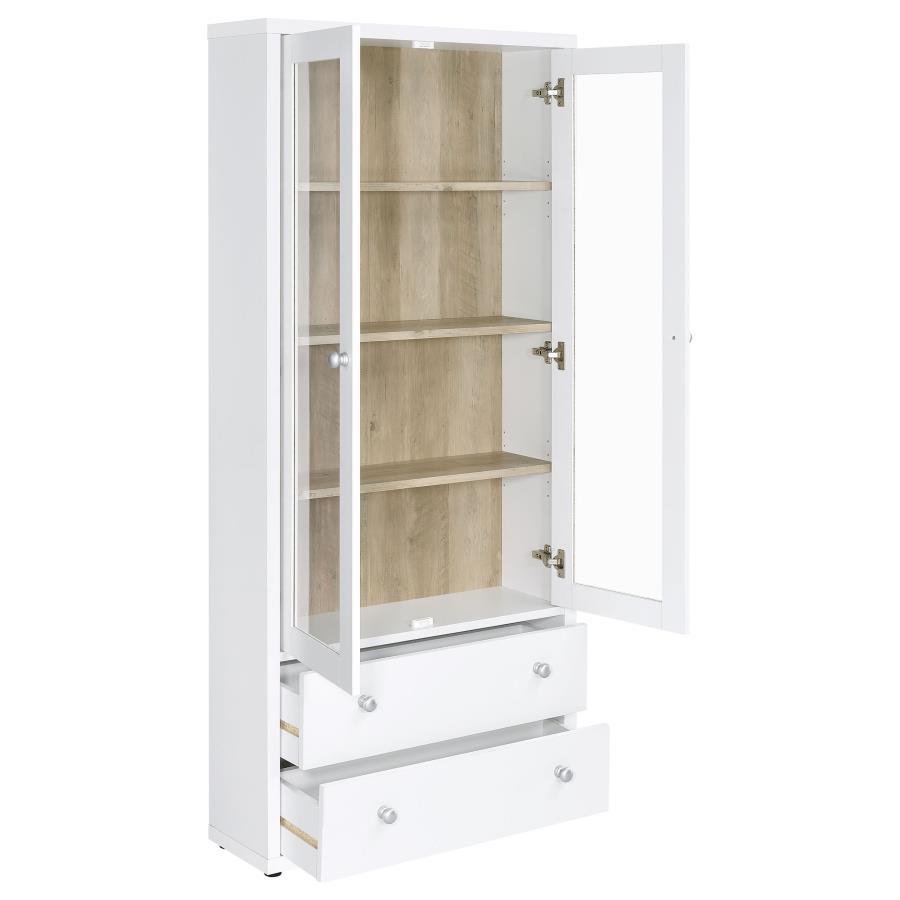 Hawthorne - 4 - Shelf Glass Door Tall Cabinet With Drawers - White Display Cabinet modern furniture Contempo Furniture