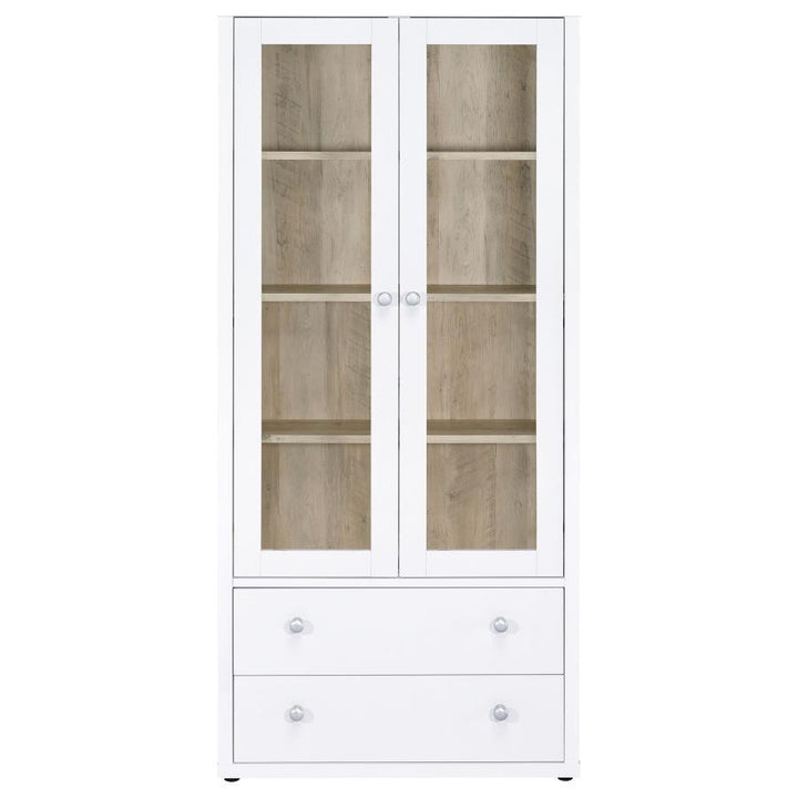 Hawthorne - 4 - Shelf Glass Door Tall Cabinet With Drawers - White Display Cabinet modern furniture Contempo Furniture